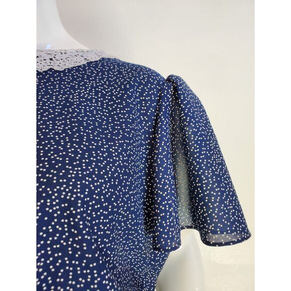 Vintage 80s Jenny Navy Polkadot Day Dress - Picture 7 of 10